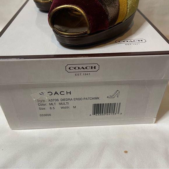 Coach Diedra Pumps, Multi Velvet Logo, Platform Peep Toe Pumps. Size 6.5 - Picture 4 of 4